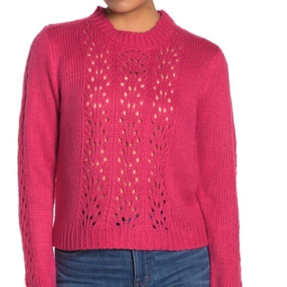 WOVEN HEART CUTE PINK SWEATER SIZE S